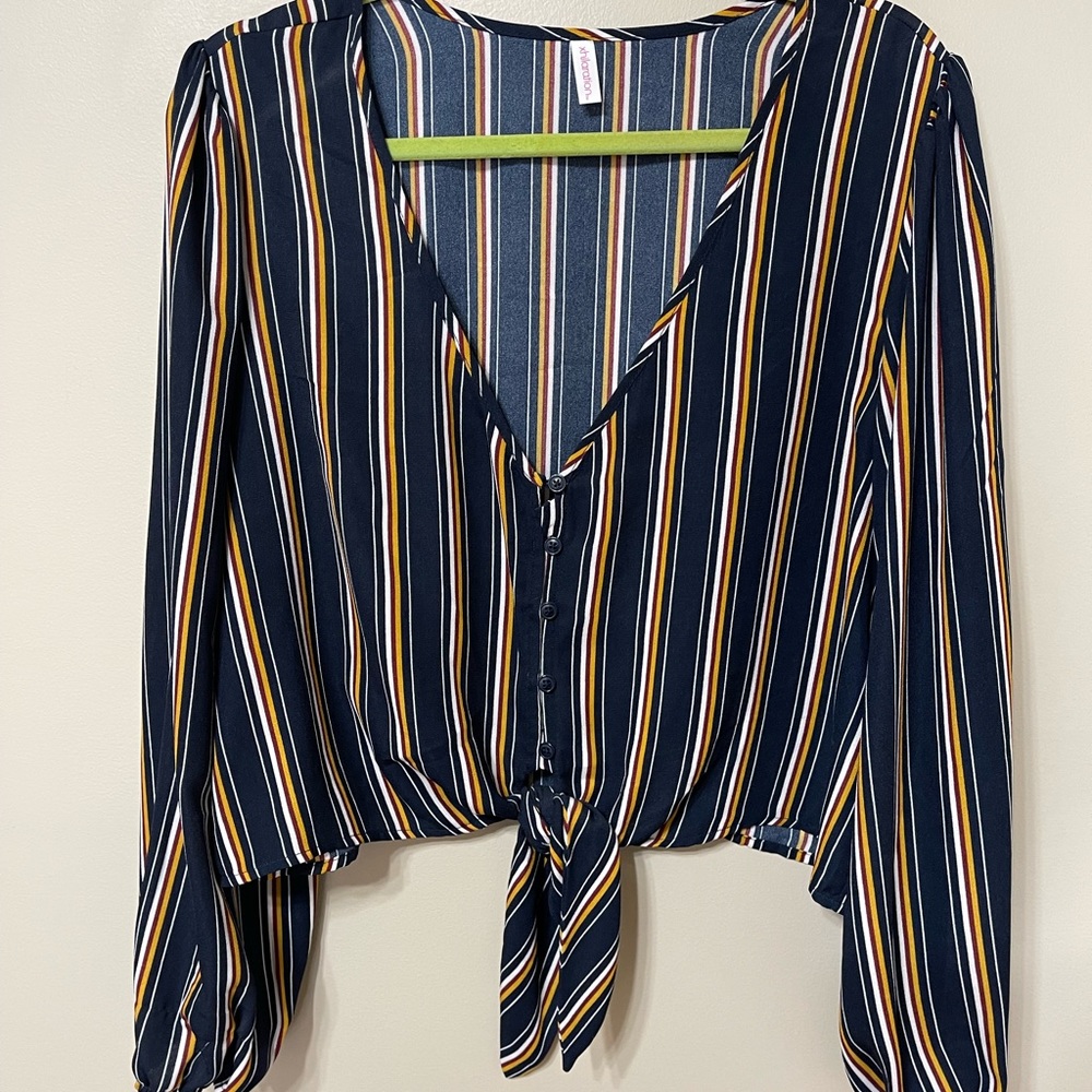 Xhilaration cropped Striped Blouse